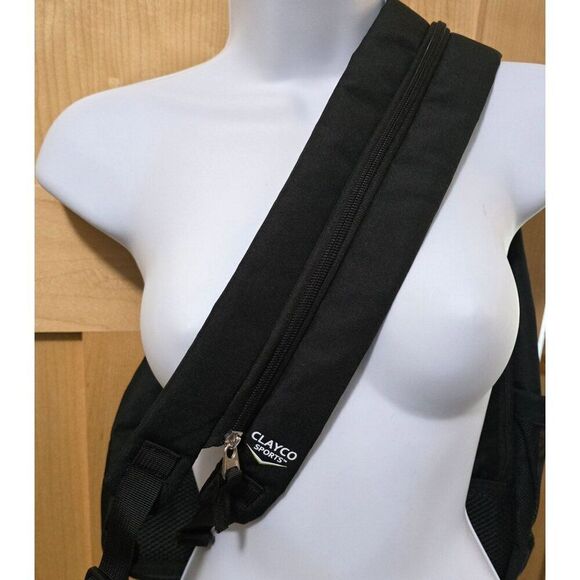 Throggy Black Sling Backpack With Multiple Zipper Pockets & Mesh Holder - Picture 7 of 11